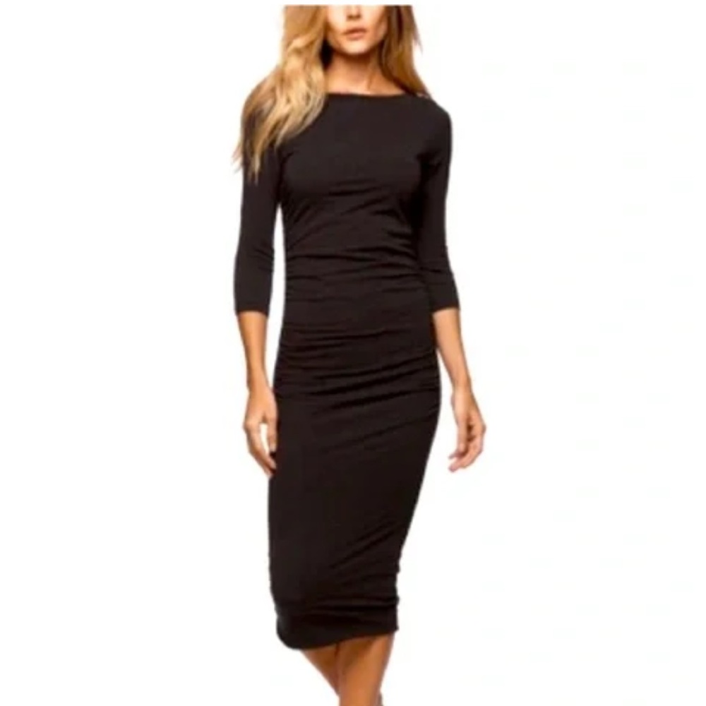 James Perse Black 3/4 Sleeve Dress
